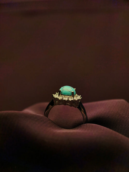 Blue Opal Sunburst Ring
