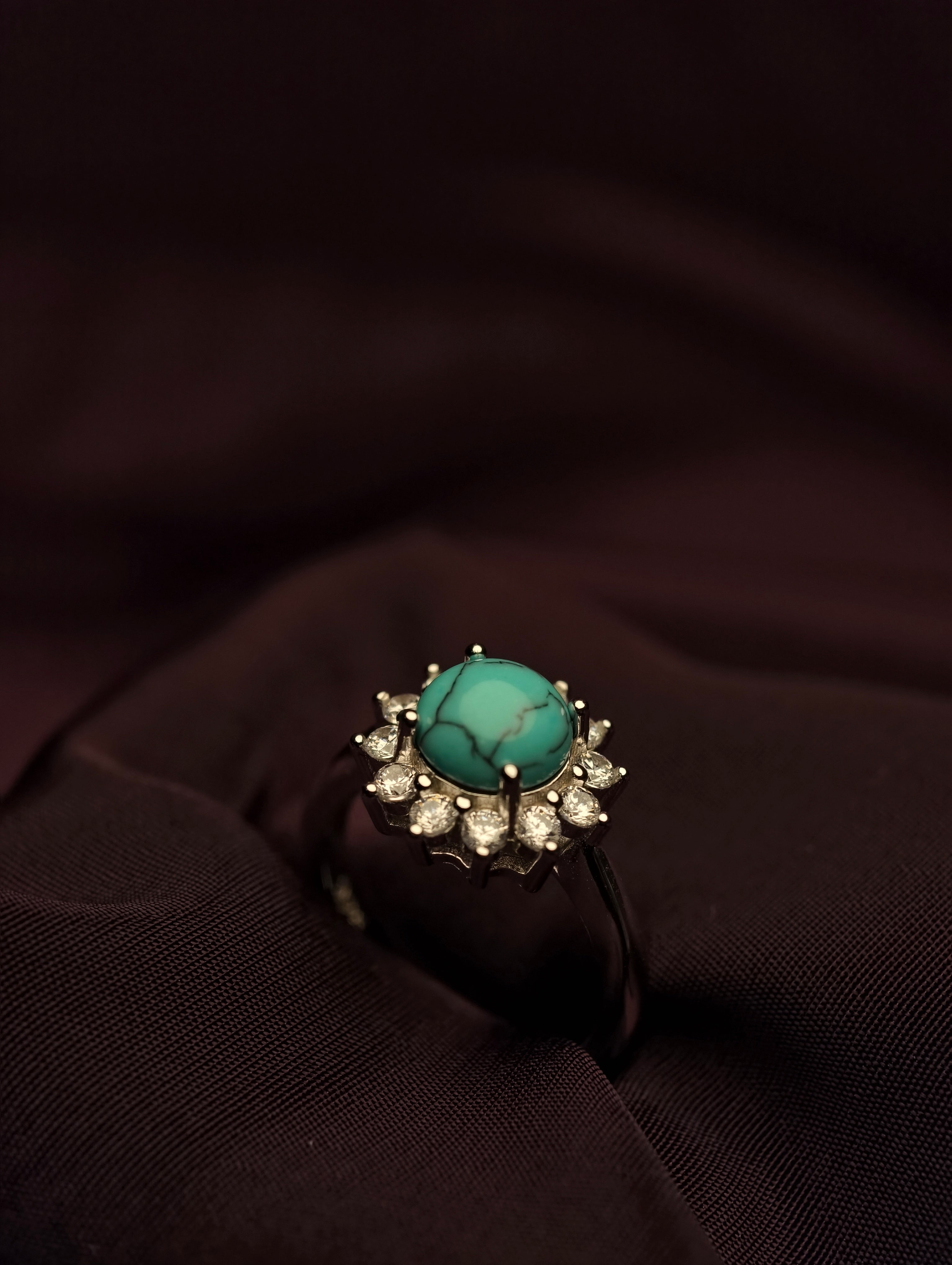 Blue Opal Sunburst Ring