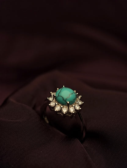 Blue Opal Sunburst Ring