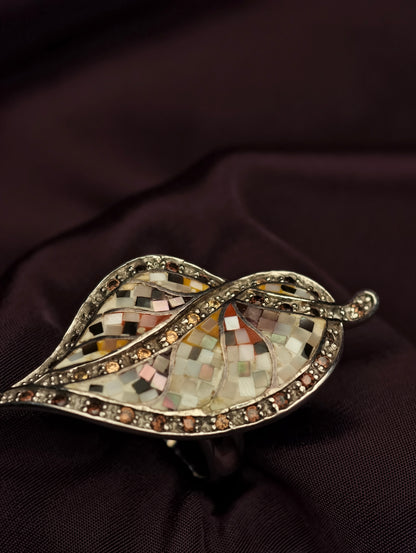 Mosaic Leaf Statement Ring