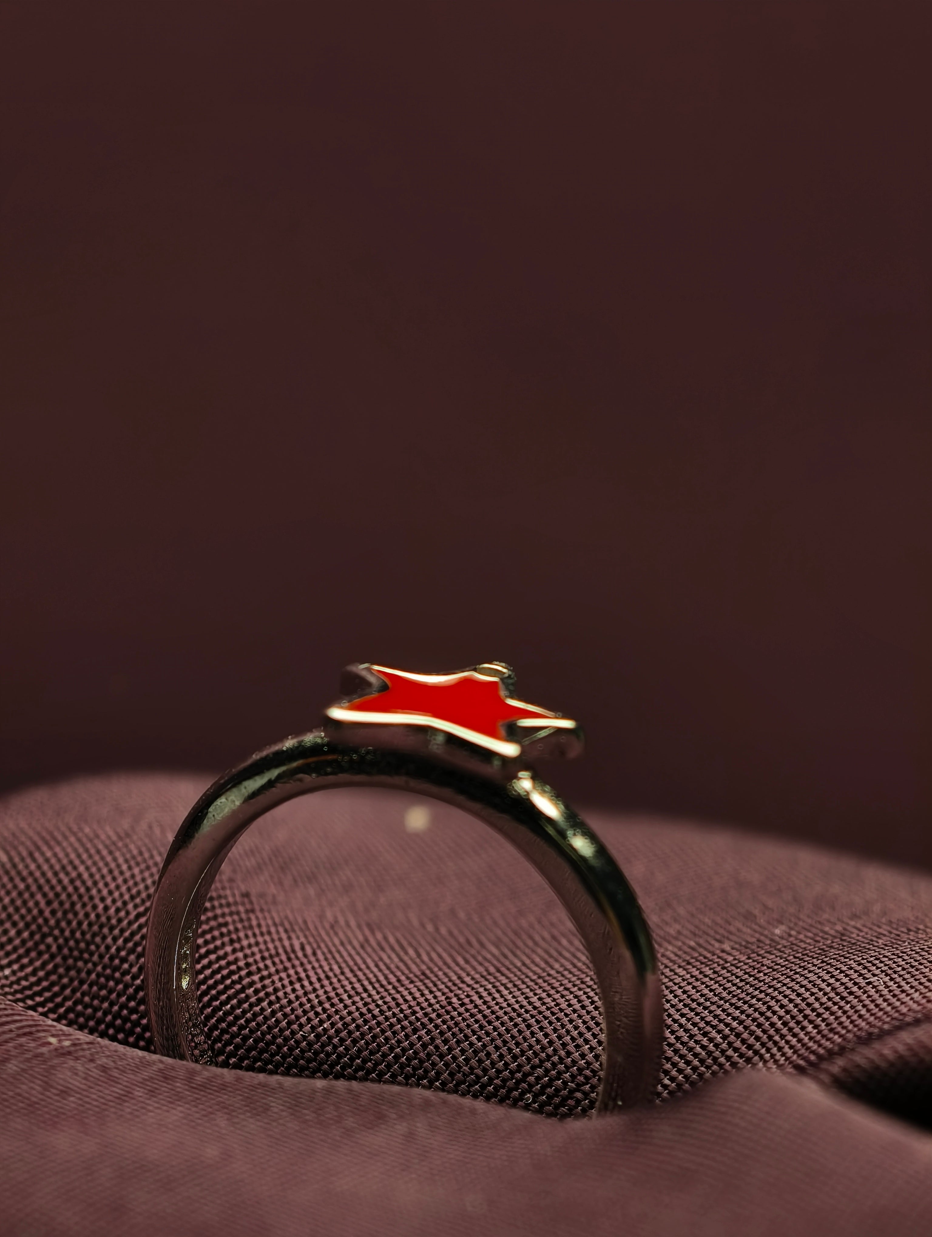 Crimson Star Minimalist Baby Ring