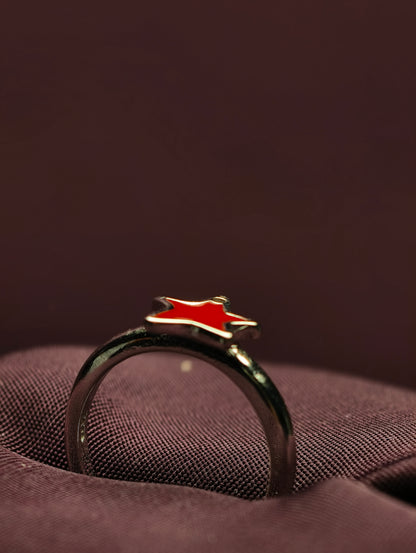 Crimson Star Minimalist Baby Ring