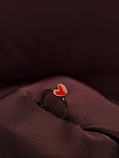 Ruby Heart Minimalist Baby Ring