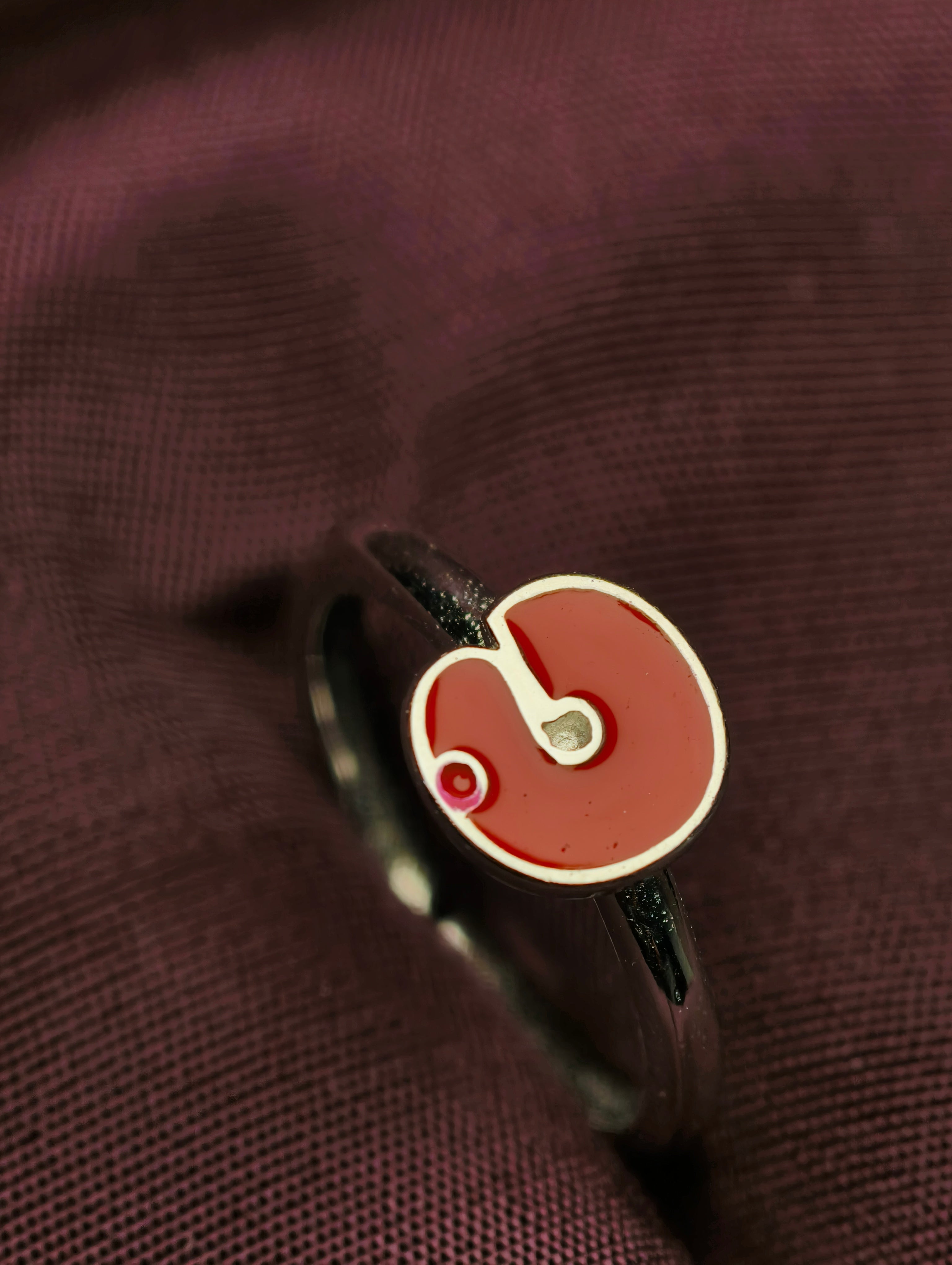 Crimson Swirl Minimalist Baby Ring