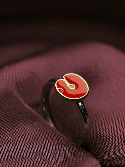 Crimson Swirl Minimalist Baby Ring